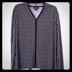 Liz Claiborne Career B&W Geometric Blouse XL